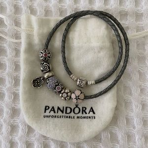Pandora Leather Bracelet with Charms